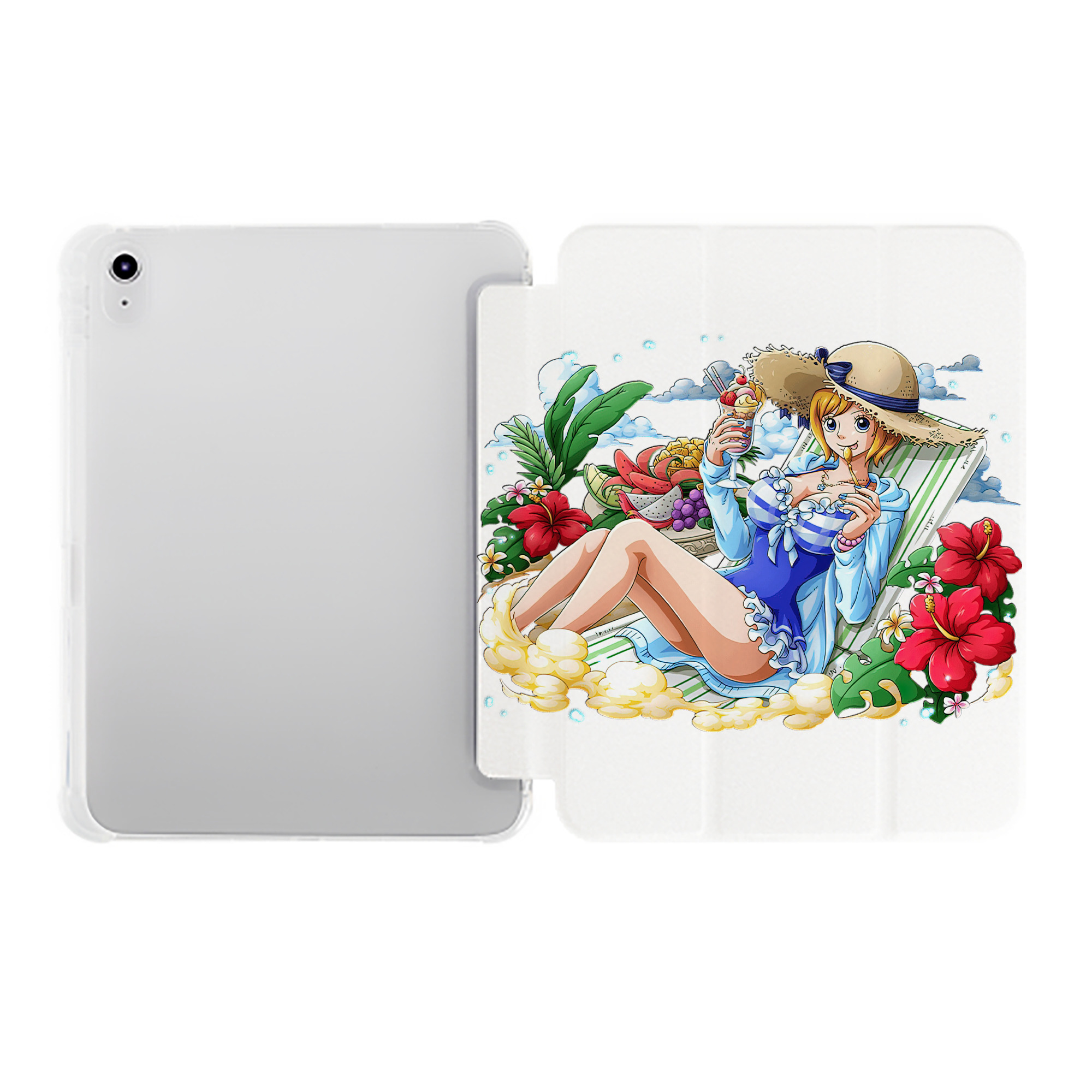 （画像用） ワンピース ナミ ONE PIECE Nami IPad ケース ペン収納付き 三つ折りスタンド PUレザー×シリコン 対応機種9.5/10.5/10.9インチ